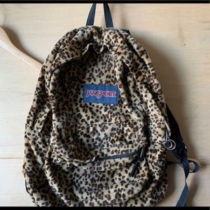 Fuzzy Cheetah Print Jansport Backpack Rare